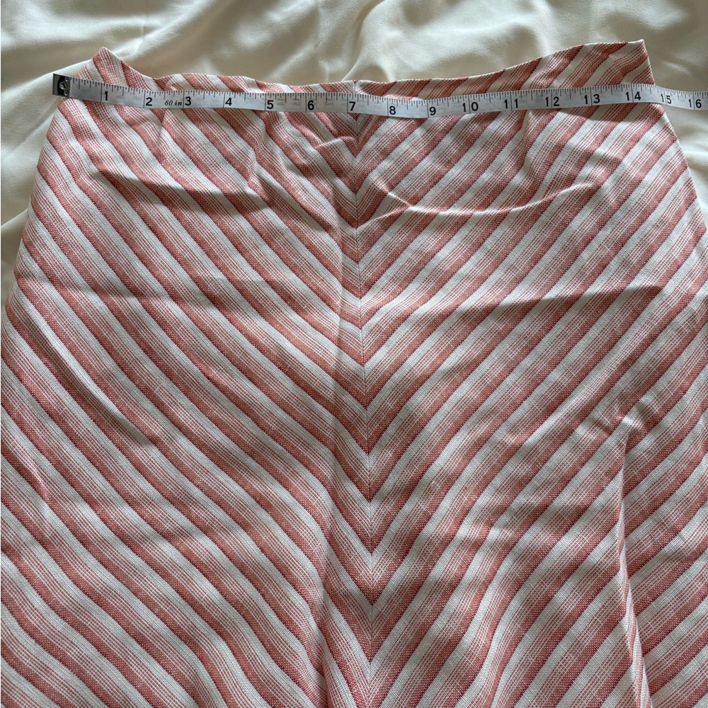 Ann Taylor LOFT Women 4P Pink White Striped A-Line Knee Skirt - Picture 8 of 8